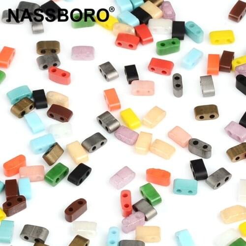 Two Hole Beads 5*2.5mm Czech Glass Beads for Jewelry Making Glass Spacer SeedBeads Rectangle Beads Loose Beads DIY Accessories