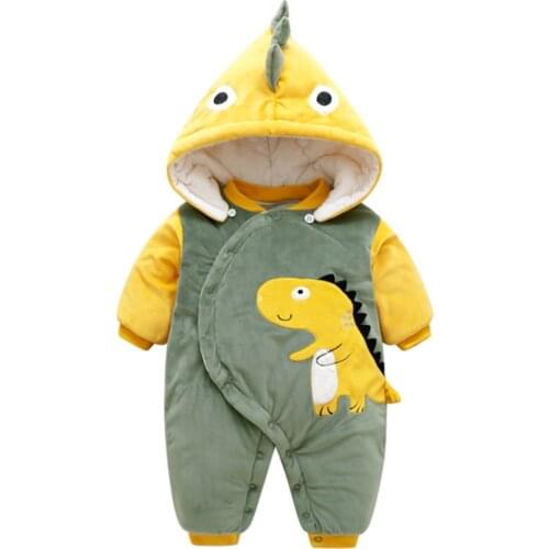 Baby Winter Clothing one-piece clothing thick folder cotton-padded warm baby cotton-padded jacket climbing clothes dinosaurs h