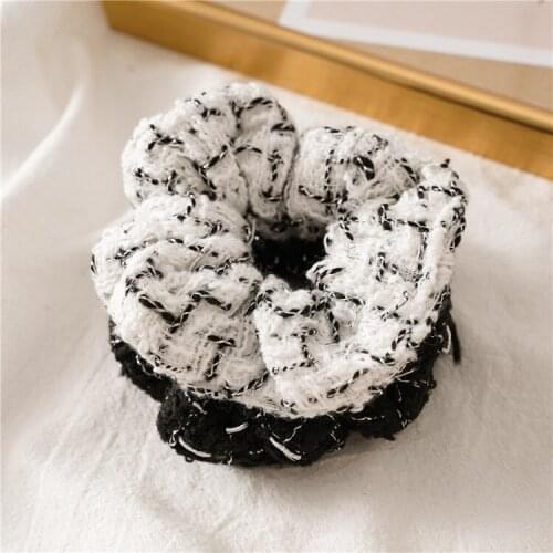 European and American fall/winter new style polyester black and white hair tie ladies all-match headdress hair rope