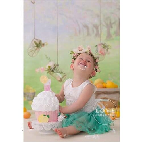 Spring Flower Backdrops 150*200cm Kids Photo Background Digital Printed Backdrops for Studio Blossom Flowers Green Glass Photos