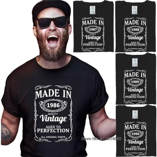 Mens Fitted O-Neck T-shirt Tops 31 32 33 34 35 Years old gift Made in 1986 1987 1988 1989 1990 Anniversary T-shirt