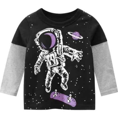 Boys T Shirt Long Sleeves Kids Girls Toddler Children Cotton Tops Cartoon Baby Dinosaur Tee Teens Clothing Clothes Full Infant