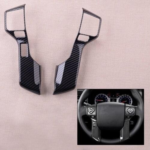 2Pcs Black Carbon Fiber Style Car Steering Wheel Cover Trim Moulding Fit For Toyota Tacoma 2016 2017 2018 2019 2020