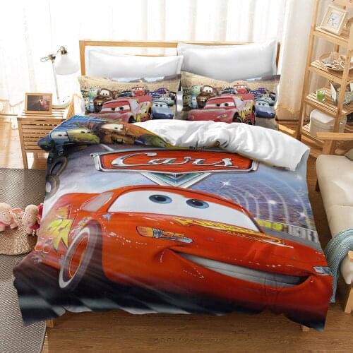 Lightning McQueen Car Disney Bedding Set King Down Jacket Quilt Cover Pillowcase Boy Children Bedroom Decoration Home Textile