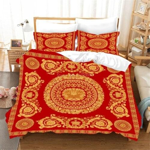 Baroque Modern Art Golden Lion Bedding Set Animals Luxury Bedclothes Gorgeous Duvet Cover Set 3 Piece Single Double Bed Cover