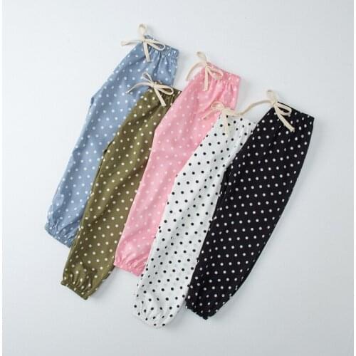 Little Girls Polka Dot Print Summer Pants Polyester Anti-mosquito Pant for Children