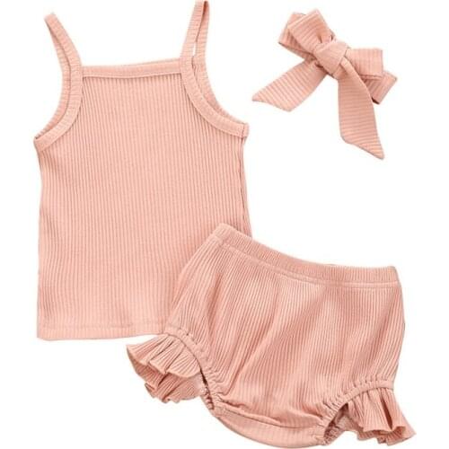HOT Infant Baby Girl Sleeveless Sling Tops +Tutu Shorts Outfit Sunsuit Summer Casual Baby Girl Clothes Set1
