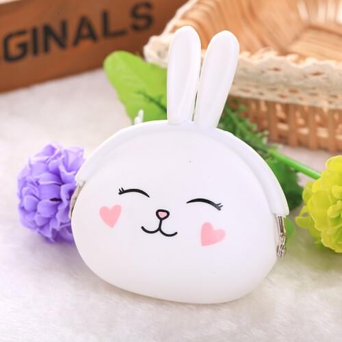 Fashion Coin Purse Lovely Kawaii Cartoon Rabbit Pouch Women Girls Small Wallet Soft Silicone Coin Bag Bluetooth earphone bags #E