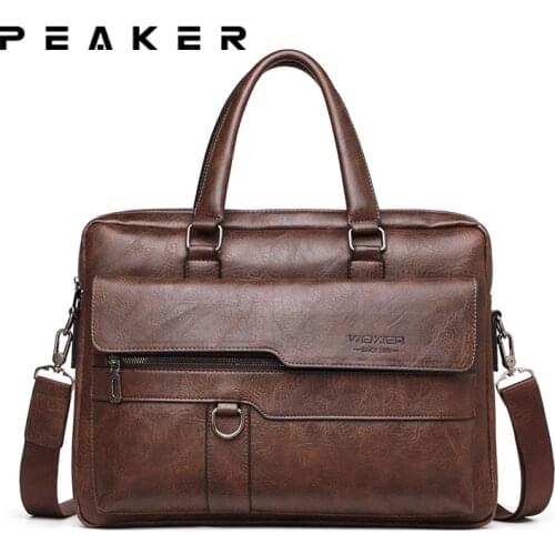 Peaker Mens Briefcase Bag for Documents Leather Luxury Brand Mens Business Travel Bag A4 Document Organizer Men handbag