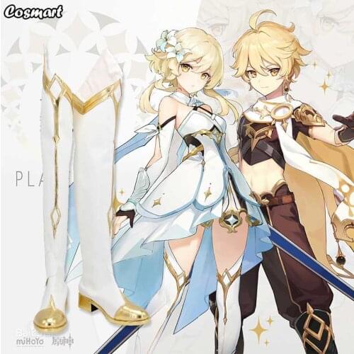 [Customize]Game Genshin Impact Traveler Lumine Boots Halloween Cosplay Shoes For Women Girls New 2020