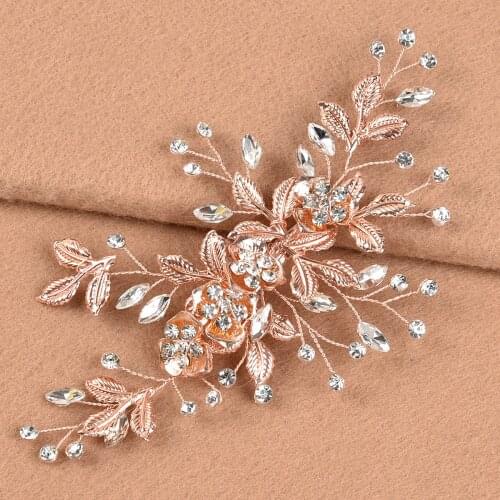 Delicate Wedding Jewelry Gold Leaf Bridal Hair Clip Tiara Crystal Flower Barette Women Headpiece Hair Accessories clips de pelo
