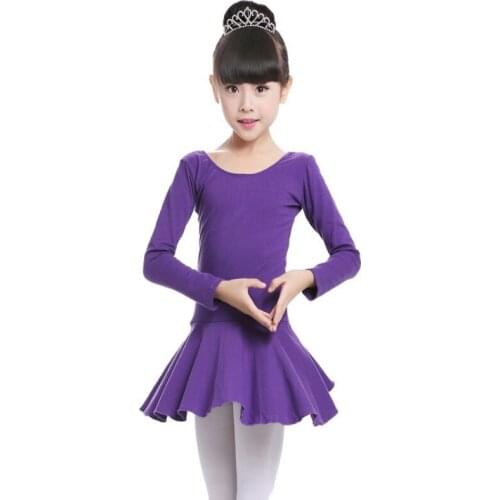 New Girls Long Sleeve Ballet Dancer Leotard Dress Princess Gymnastics Dancing Wear Performance Dance Costumes Clothes