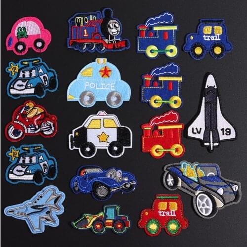 New Arrival 1PCS MIX Style Helicopter Motorcycle Car Big DIY Embroidered Patches Iron On Cartoon Applique Embroidery Accessory