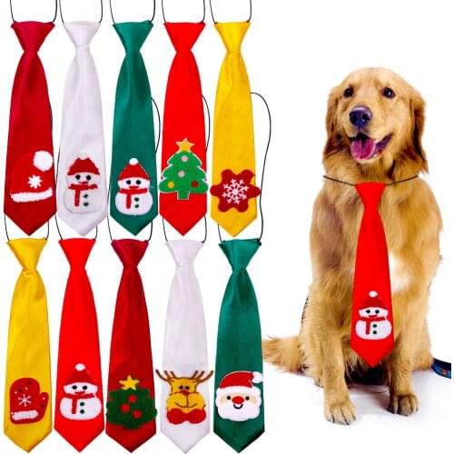 New 30pcs Christmas Pet Supplies Santa Snowman Pet Dog Neckties Large Dog Neckties Ties Elastic band Adjustable Large ties