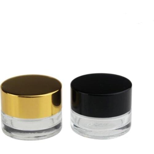 Wholesale 5G glass cream container,5ml glass cream jar with gold/silver/black cap, 5g glass cosmetic case