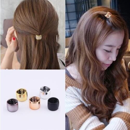 Women DIY Simple Alloy Polished Horsetail Buckle Hair Rope Girls Hair Elastic Bands Hair Accessories 5Pc/set