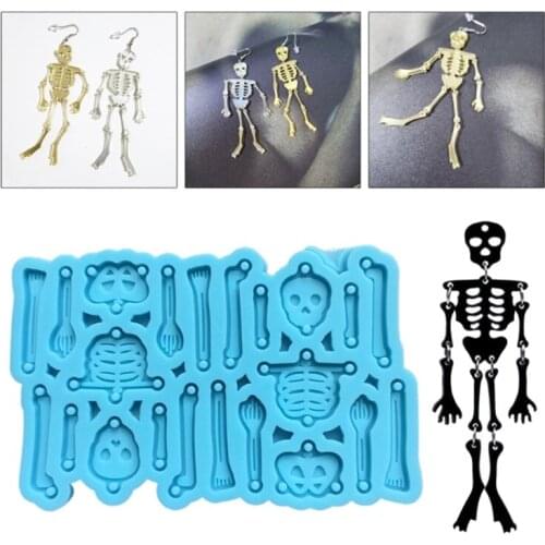 2 Pcs/Set Skull Bat Earrings Epoxy Resin Mold Ear Drop Dangle Pendant Silicone Mould DIY Crafts Jewelry Necklace Casting Tools