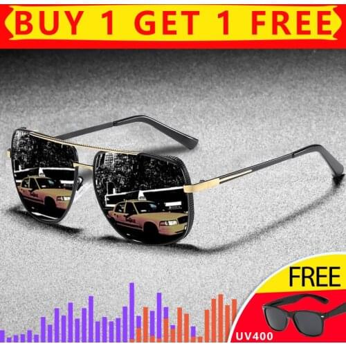 GRFISIA 2021 New Square Polarized Sunglasses Men Alloy Eyeglasses Frame Sun Glasses Male Driving Night Vision Goggles Gafas X18