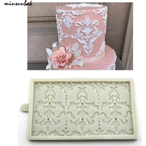 Minsunbak Vintage Flower Rattan Relief Silicone Mold Fondant Cake Decoration Tools Chocolate Gumpaste Mould