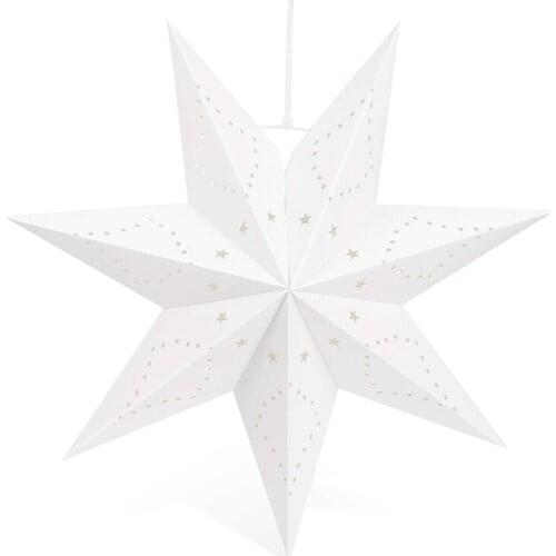 Hanging Paper 7 Pointed Star Lantern, Christmas Hanging Star Decorations for Christmas Wedding Birthday Decoration