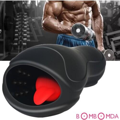 Tongue Vibrating Glans Stamina Trainer Vibrator Penis Massager Male Masturbator Dick Stimulator Delay Lasting Sex Toys for Men