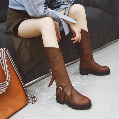 Boots women autumn and winter new British style retro boots side zipper high boots wild winter boots knight boots