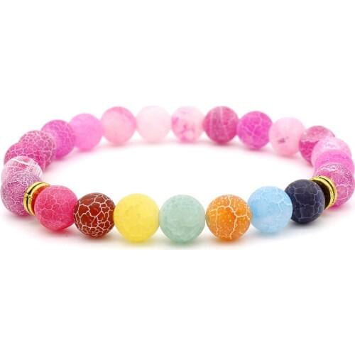 Womens Weathered Stone Beaded Bracelet 7 Chakra Bracelets Natural Stone Charm Crystal Bracelet Birthday Banquet Gift Jewelry