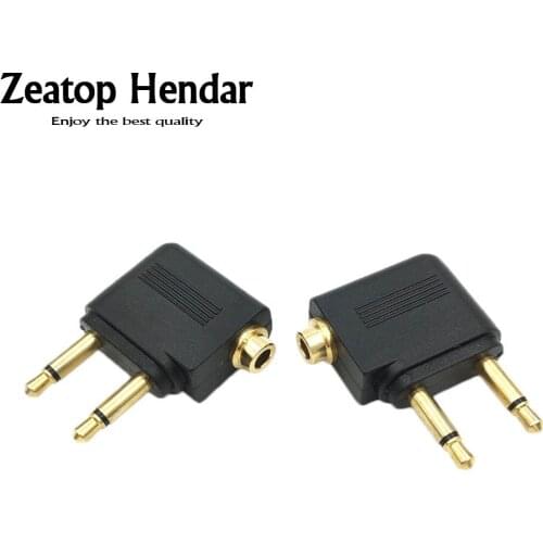 20Pcs Gold Mono 3.5 to 2 x 3.5mm Male Jack 3.5 mm Airline Earphone Headset Audio Connector Adapter for Airplane Travel Headphone
