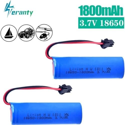 3.7v 1800mah 15C 18650 Li-ion Battery For JJRC RC Stunt Car Q85 Toys SM-2P Plug RC Boat Car Trucks Water soft Gun Battery Parts