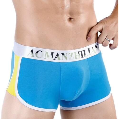 3pcs High Quality Mens Underwear Cotton U-convex Breathable Mid-waist Sexy Stitching Sports Boxer Briefs Free Shipping