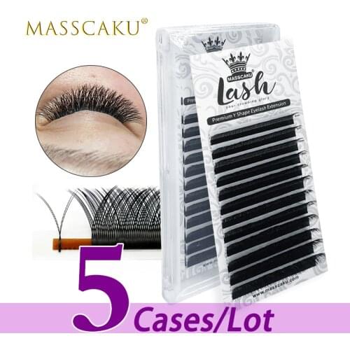 5case/lot New design 8-15mm & mix length premium synthetic fiber faux mink Y-shaped premade volume eyelash for beauty