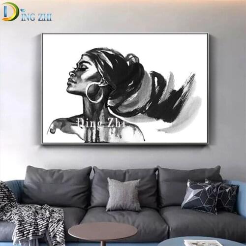 5D DIY Diamond Painting Full Round Drill African Woman Fashion Portrait Home Decoration Gift Watercolor Girl Diamond Embroidery