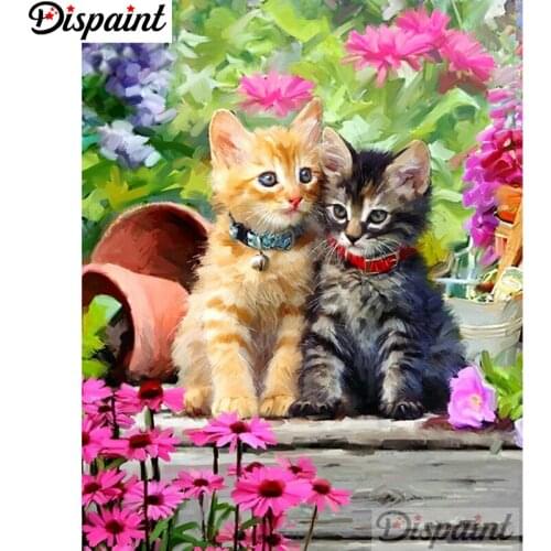 Dispaint Full Square/Round Drill 5D DIY Diamond Painting "Animal cat flower" 3D Embroidery Cross Stitch Home Decor Gift A17119