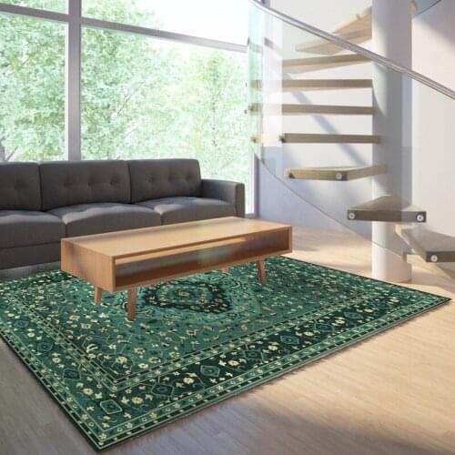 Reese Velvet Short Hair Dark Color Classic Persian Pattern Anti Slip Carpets Pro Rug Living Room Bedroom Easy Clean Floor Decor