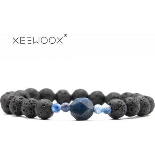 Bracelet For Women Christmas jewelry Mens Bangles Energy Elastic Rope Couple Tiger Eye Bead Lava Natural Stone 8mm Rosary