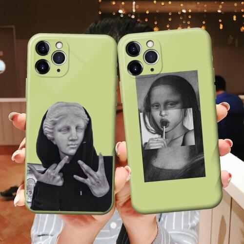 For iphone 12 11 Pro XS Max mini case Mona Lisa Art David Green silicone Phone Case cover For iPhone 6 6s 7 8 Plus XR SE2 case