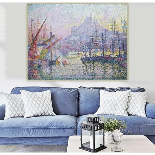 Citon Paul Signac《Our Lady Of The Guard》Pointillism Canvas Oil Painting Artwork Poster Picture Wall Decor Home Decoration