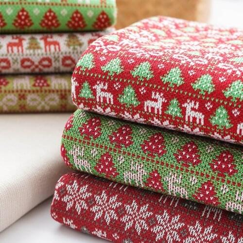 Colorful Thick Needle Jacquard Knitted Fabric Christmas Sewing Fabric For Diy Dolls Clothing Or Home Textile Decoration TJ1302
