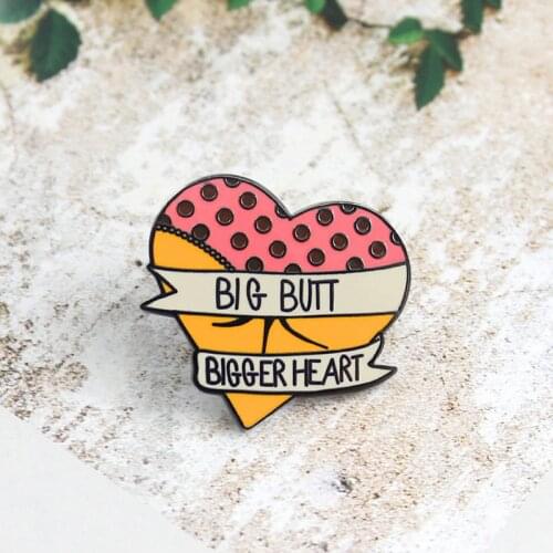 MINGQI Cartoon Sexy Big Butt Bigger Heart Brooch Enamel Pins bag Hat Shirt accessories Button Badge Lover fashion Jewelry Gifts