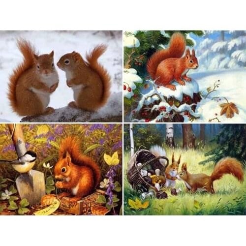 5D DIY Diamond Painting Animals Squirrel Diamond Embroidery Decorative Paintings Cross Stitch Kits Handicraft Needlework Art