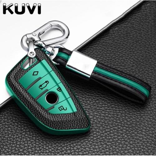 Leather Car Key Case Cover Shell Protector for BMW X1 X3 X5 X6 Series 1 2 5 7 F15 F16 E53 E70 E39 F10 F30 G30 remote keychain