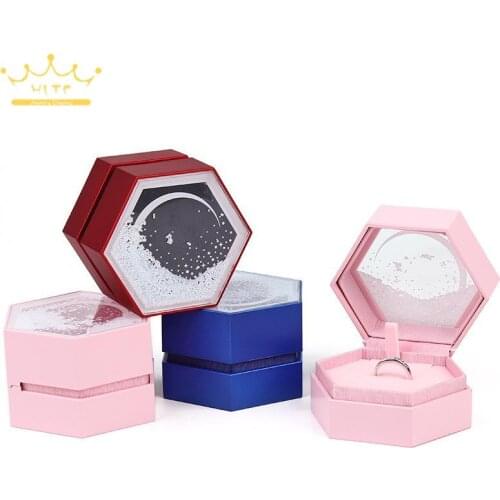 Creative Hexagonal Quicksand Jewelry Box Jewelry Storage Box Ring Box Necklace Box Dual-Use Jewelry Packaging Box