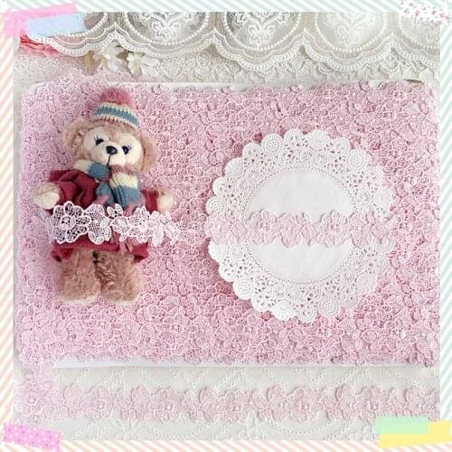 3 Yards 3cm Width Water Soluble Pretty Lace Trim DIY Sewing Supplie Pink Lace Fabric Trims Garment Clothes Accessories