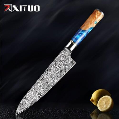 XITUO 8 Inch Kitchen Chef Knives 67 Layer Damascus Steel Sharp Kitchen Knife Slicing Cleaver Cooking Vegetable Meat Chef Knife