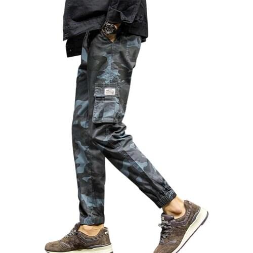 50%HOT Men Casual Camouflage Ankle-tied Multi-pockets Cotton Sport Ninth Pants Trousers