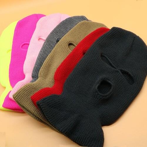 2020 new 3-Hole Knitted Full Face Cover Ski Mask Winter Warm Hat Cap Headwear For Outdoor Sports