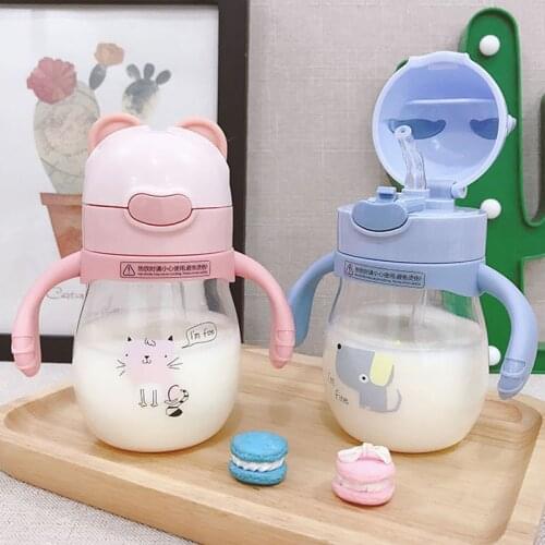 270ML Cute Baby Feeding Cup with Straw BPA Free Portable Feeding Bottle Leak Proof with Handle Kids Training Bottle Bebe Copos