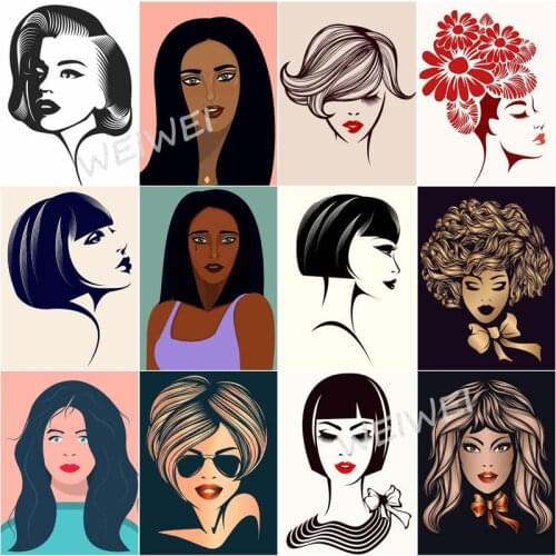 Simple Drawing of Girls of Various Nationalities Diamond Painting Kit Full Drill 5D Diy Handmade Rhinestones Mosaic Picture Gift