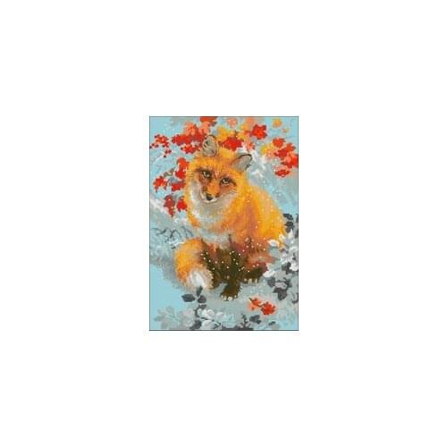NN YIXIAO Counted Cross Stitch Kit Cross stitch RS cotton with cross stitch The fox in the flowers of Riolis 1510