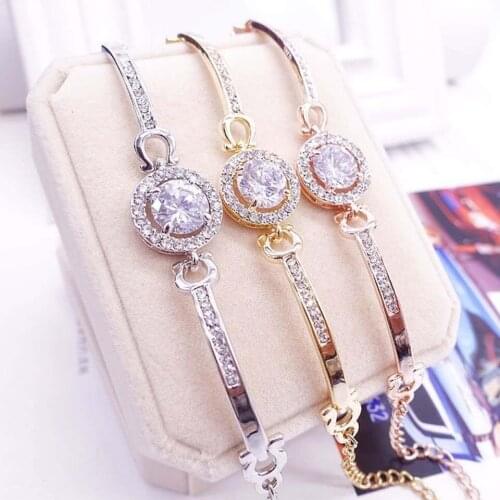 2020 New Kpop Version of Sparkling Crystal Bracelets for Women Silver Colour Alloy Bracelet Fashion Jewellery Girlfriend Gift